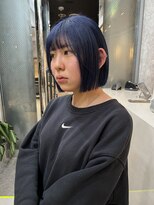 タイドヘアー 高槻店(TIDE HAIR)&nbsp;切りっぱなしボブ×ブルーカラー