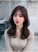 美髪韓国レイヤーイメチェン似合わせチェリーブラウンミニウルフ