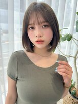 レイリー 原宿 表参道(Rayreee)&nbsp;大人可愛い内巻きボブ/オリーブカラー インナーカラー/前髪/ボブ