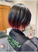 レイヤーボブ裾カラーレッドカラーデザインカラーN