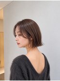 地毛風縮毛矯正韓国風顔まわりレイヤー小顔ボブ切りっぱなしボブ