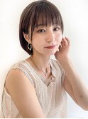ショートボブ大人かわいいワイドバング暗髪カラー20代30代40代