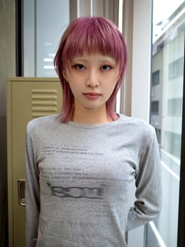 ギークス(GEEKS) 【GEEKS渋谷】顔周りレイヤーカット/オン眉/カシスピンク/ウルフ
