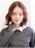 ゆるふわくびれボブ×マロンブラウン×センターパート