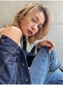 Lien☆大人かわいいハイトーンベージュ×フリンジウェーブ 立川