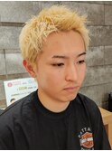 ハイトーンブリーチカラーホワイトスパイキーショートメンズ