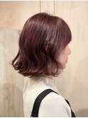 外ハネボブ/ボルドー×ミルキーベージュ