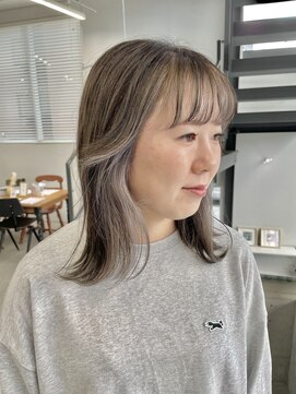 ヘアー アイス 御器所本店(HAIR ICI) 20代30代大人かわいいミルクティーベージュイヤリングカラー