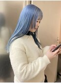 ペールブルー　アイスブルー　ブリーチ　ハイトーン