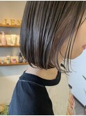 切りっぱなしボブハイライトベージュカラーショートレイヤーロブ