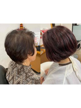 白髪を活かしたデザインカラーやナチュラルなグレイカラー大人気です◎