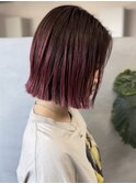 【顔周り似合わせカット】ボブ/チェリーレッド