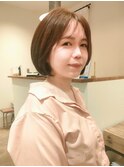 ナチュラルボブ 前髪ありショート丸みショート ホワイトベージュ