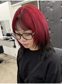 □顔まわりレイヤーレイヤーカットウルフインナーカラー