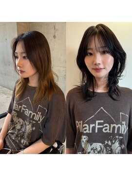 ナループロア ルームー(Nalu pu loa ROOMOO) レイヤーカット/ハッシュカット/透明感艶カラー