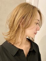 ピークアブー 原宿ハラカド(PEEK-A-BOO)&nbsp;外ハネくびれレイヤーボブ/癖毛くせ毛多毛/ハイトーン/抜け感