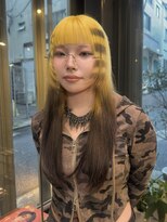 ステップボーンカットオオサカ(STEP BONE CUT OSAKA Via TICK-TOCK)&nbsp;イエロー×ブラック/デザインカラー/イメチェン/大阪梅田