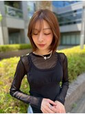 前髪ありの柔らかいナチュラルレイヤーボブ