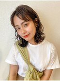 センター分けパーマスタイル