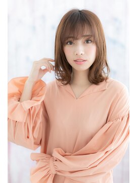 ミック ヘアアンドメイク アップ 駒込店(miq Hair&Make up) フェザーバングで透け感大人かわいい外ハネカールくびれヘアc1