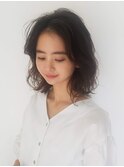 人気のコテ巻き風パーマ×ブランジュカラー