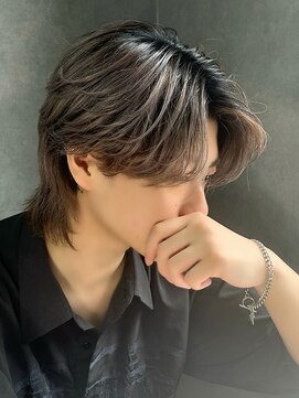 エルマーク 心斎橋(L-MARK) マッシュウルフメンズカットスセンターパートセンター分け