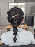 お呼ばれヘアセット　編みおろし