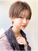 ふんわりショートマッシュ透明感アッシュブラウン小顔ナチュラル