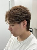 フェザーショート毛流れセンターパートメンズカットメンズヘア