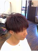 メンズ ショート マッシュ ダーク レッド バイオレット