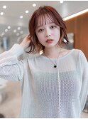 大人かわいい前髪セシルカットココアブラウンフリンジウェーブ