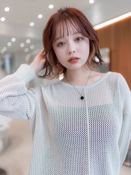 ケアリー 調布(Carelly) 大人かわいい前髪セシルカットココアブラウンフリンジウェーブ