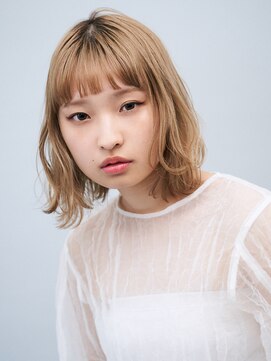 ヘアサロン ガリカ 表参道(hair salon Gallica) オン眉前髪ありケアブリーチダブルカラー透明感ベージュカラー