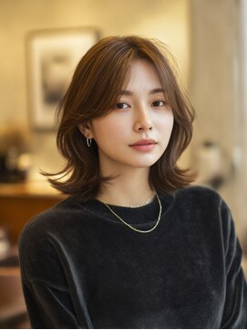 ラファンジュ ヘアー クレオ(Rohange hair Creo) 外ハネ 色っぽボブ シナモンベージュ