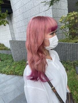 テテ(TETE) 裾カラー、エンドカラー　ピンクカラー　心斎橋×長堀橋