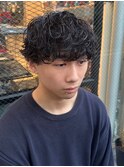 1755黒髪ツーブロック刈り上げフェードツイストスパイラルパーマ