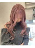 小顔に見せるヘア×ピンクベージュ×渋谷
