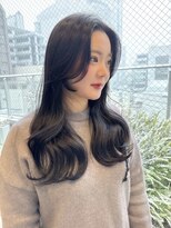 韓国ヘア レイヤーカット グレージュカラー アッシュブラック
