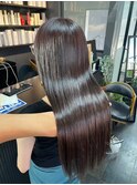 大人可愛い透明感立体感グレージュ×エアストレート