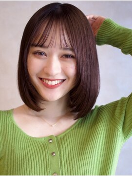 ガーデンヨコハマ(GARDEN YOKOHAMA) 美髪　イメチェン　外ハネボブ　チェリーブラウン　ワイドバング