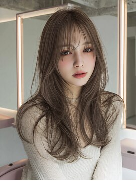 20代30代まろやかブラウン小顔ロングレイヤー【上野】