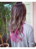 ピンク×バイオレットのインナーカラー