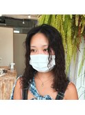 ブリーチ毛のくるくるウェーブパーマ