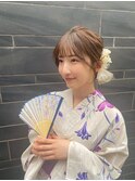 浴衣ヘア　浴衣メイク　アップヘア　シニヨンアレンジ