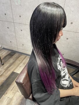 ルフレ 新宿歌舞伎町店(Reflet) エクステ付けたままカラー/グラデーション/ブラック/パープル