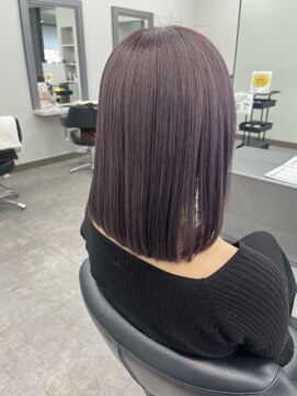 ガルボヘアー 桟橋店(garbo hair) ラベンダーグレー　ケアブリーチ　ボブ　トリートメント
