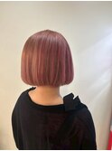 ボブ×ピンクベージュ