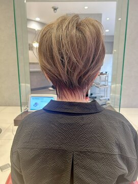 アース 大曽根店(HAIR&MAKE EARTH) earthショートレイヤーボブミルクティー丸みショートボブ