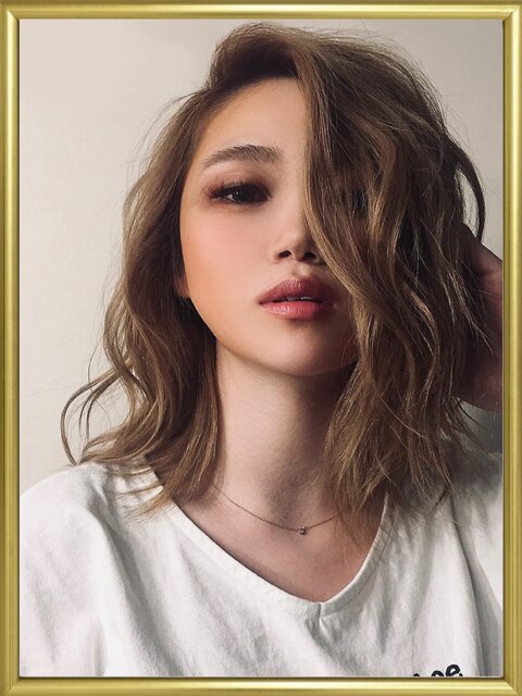 N hair set salon 前髪を立ち上げたニュアンスウェーブのヘアセット