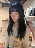 ハッシュカットミディアムレイヤー黒髪髪質改善縮毛矯正渋谷